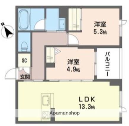 ティエンポ フェリズⅠ(2LDK/4階)の間取り写真
