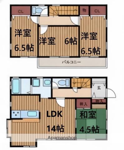 京成電鉄松戸線 薬園台駅 徒歩11分 2階建 築32年(4LDK)の間取り写真