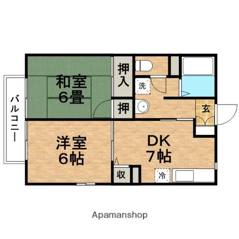 パインヒル山田(2DK/1階)の間取り写真