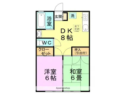 ヤマセハイツA(2DK/1階)の間取り写真