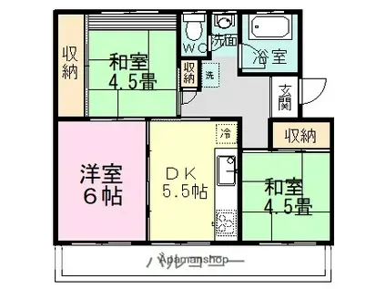 芝山団地4号棟(3K/2階)の間取り写真