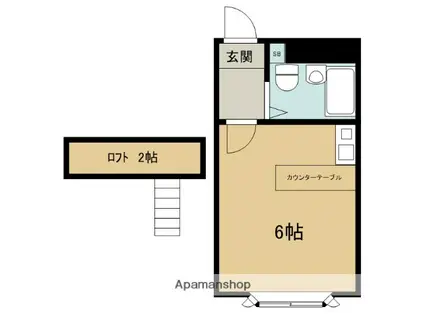 ベルピア高根公団第一(ワンルーム/2階)の間取り写真