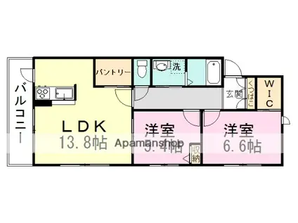 シャーメゾンOISO壱番館(2LDK/2階)の間取り写真