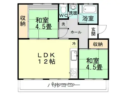 芝山団地17号棟(2LDK/3階)の間取り写真
