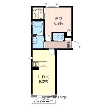 QUEENS TOWN C(1LDK/1階)の間取り写真