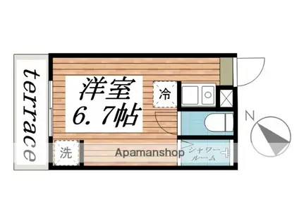 アルカンシェル薬園台(ワンルーム/1階)の間取り写真