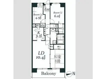 白井ロジュマン(3LDK/2階)の間取り写真