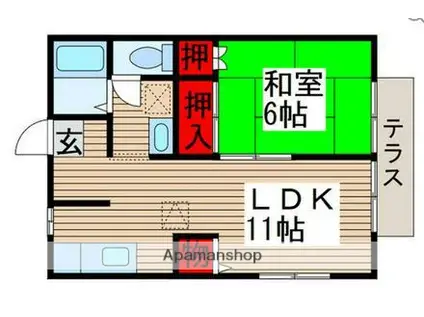 ベルグランK(1LDK/2階)の間取り写真