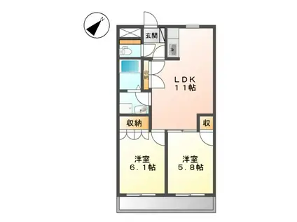 セントラルハイツⅡ(2LDK/1階)の間取り写真