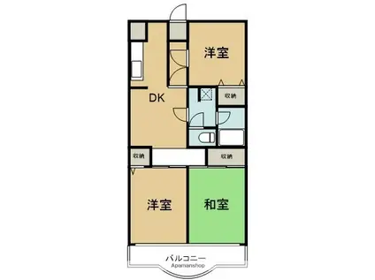 メゾンドール・カムイα館(ワンルーム/2階)の間取り写真