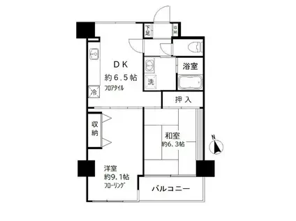 グランドパレス大久保(2DK/4階)の間取り写真