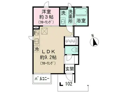 PRAISE ONE (1LDK/1階)の間取り写真