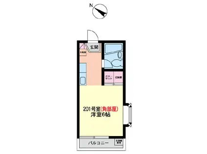 ドリームユーカリ(ワンルーム/2階)の間取り写真