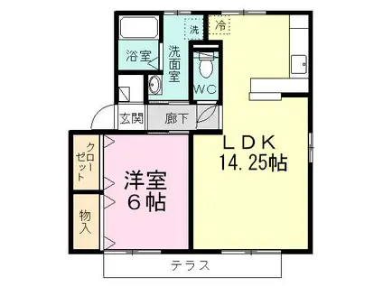 ベルデュール(1LDK/1階)の間取り写真