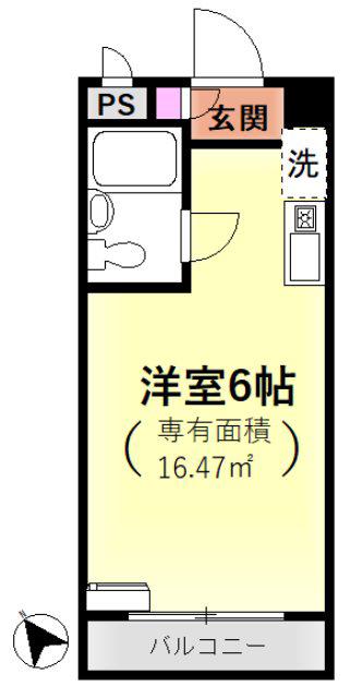 アーバン津田沼(1K/2階)の間取り写真
