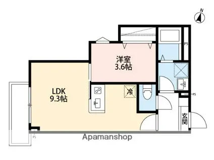ROBOT HOME 前原(1LDK/3階)の間取り写真