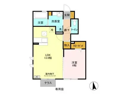 クオリタ・ルル(1LDK/1階)の間取り写真