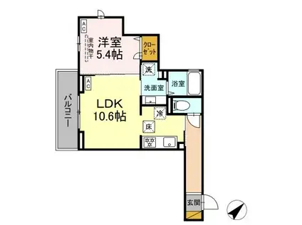 プラージュ津田沼(1LDK/1階)の間取り写真