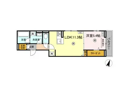 ディーグラース(1LDK/2階)の間取り写真