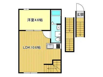 リベルテ村上(1LDK/3階)の間取り写真
