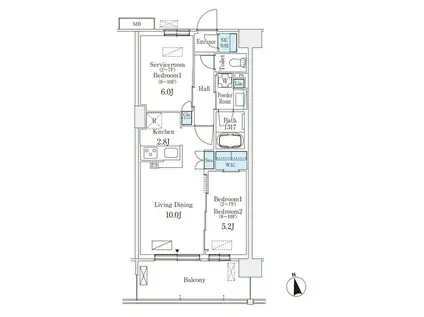 スカイグランデ津田沼(1SLDK/5階)の間取り写真