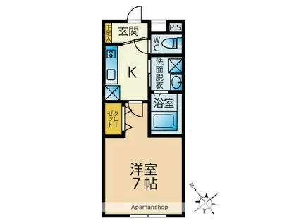 ル・シアン前原西(1K/2階)の間取り写真