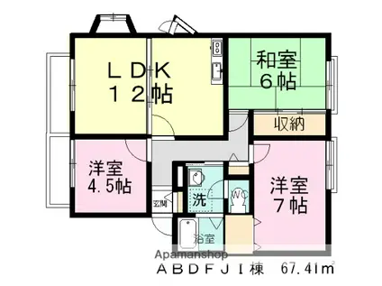 サンビレッジ船橋(3LDK/1階)の間取り写真