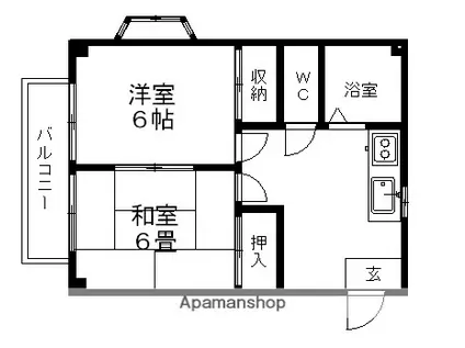 コンフィデンス江口(2DK/2階)の間取り写真