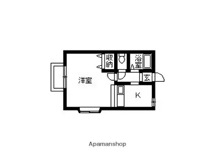 レインボーハイツ小林Ⅱ(1K/1階)の間取り写真