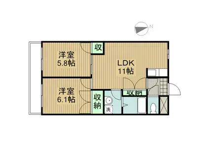 セントラルハイツⅡ(2LDK/1階)の間取り写真
