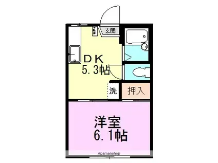 サンフローラB(1DK/1階)の間取り写真