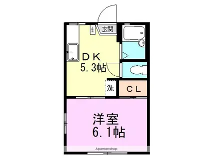 サンフローラD(1DK/1階)の間取り写真