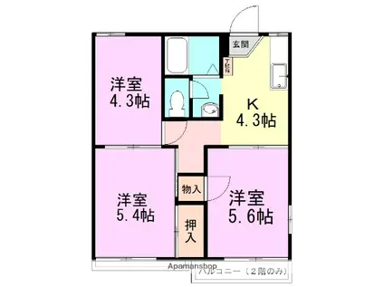 アーク江原台C(3K/2階)の間取り写真