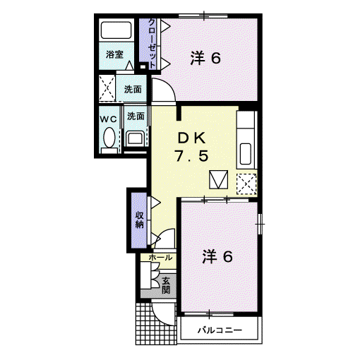 レクサスⅡ(2DK/1階)の間取り写真