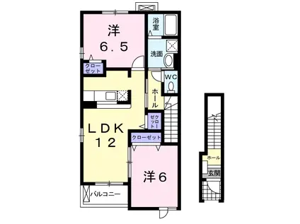 サンリット ガーデンE(2LDK/2階)の間取り写真
