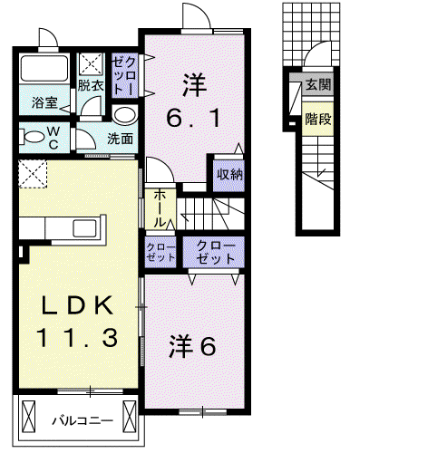 スローフォレストⅡ(2LDK/2階)の間取り写真