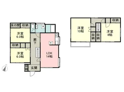 京成電鉄本線 志津駅 徒歩3分 2階建 築44年(4LDK)の間取り写真