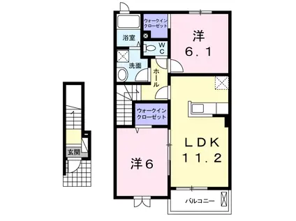 グラシアス(2LDK/2階)の間取り写真