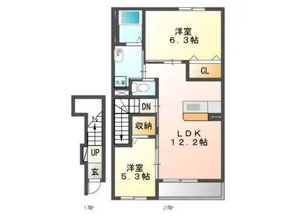 ファルコン(2LDK/2階)の間取り写真