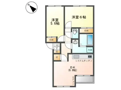 グレースヴィラⅠ(2DK/2階)の間取り写真