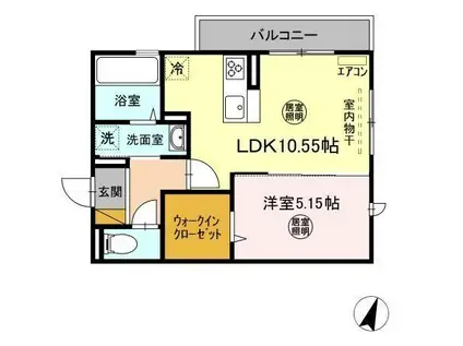 ミツハウスヘキサ(1LDK/2階)の間取り写真