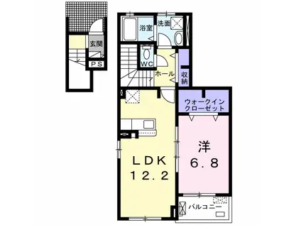 ニュー.ウィステリアA(1LDK/2階)の間取り写真
