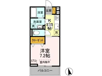 KT 5TH(1K/1階)の間取り写真
