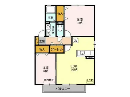 ストリームABCDE(2LDK/2階)の間取り写真