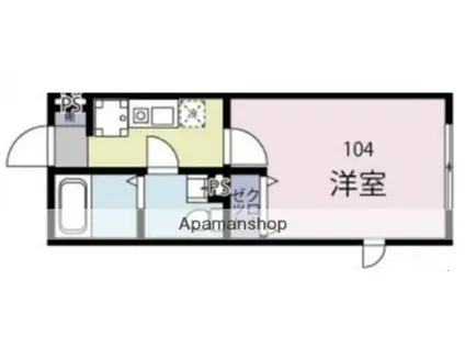 ウラノス勝田台(1K/1階)の間取り写真
