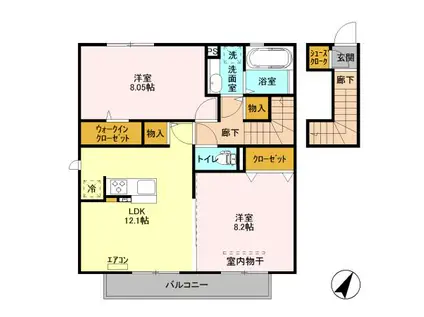 フェリス B棟(2LDK/2階)の間取り写真