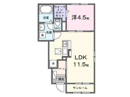 ロックリバー4号館(1LDK/1階)の間取り写真