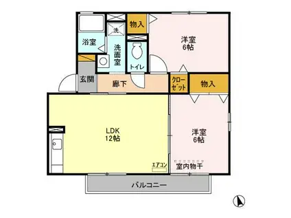 ドリームハイツIII(2LDK/2階)の間取り写真