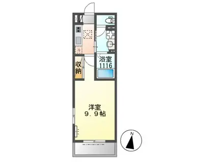ARUKAS(1K/1階)の間取り写真