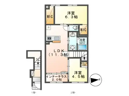 COLZA(2LDK/2階)の間取り写真